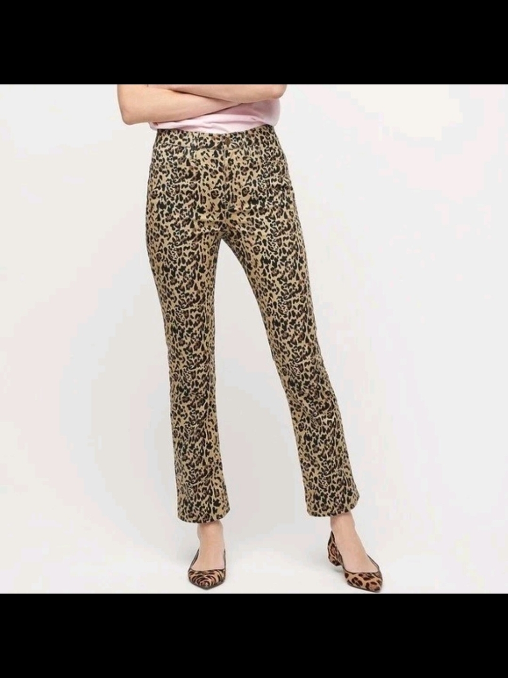 J. Crew Kickout Crop Leopard Cheetah High Rise Pants 28